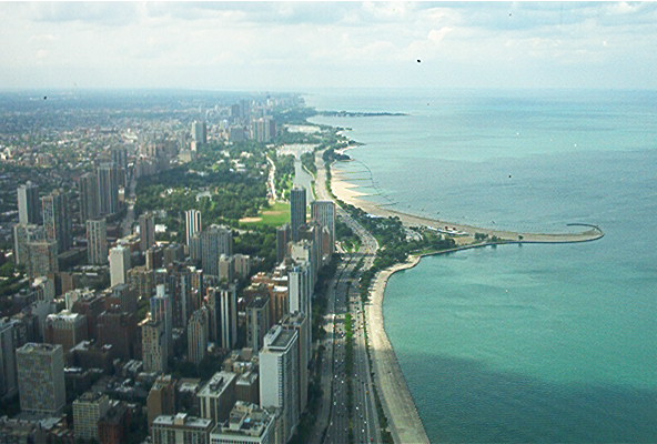 Blick aus 330 m Höhe vom Hancock Tower, Chicago